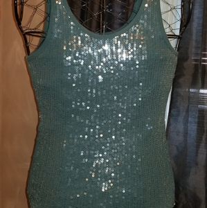 The Limited Tops - The Limited Sequins Tank Top Dark Green The Limited Tops - The Limited Sequins Tank Top Dark Green